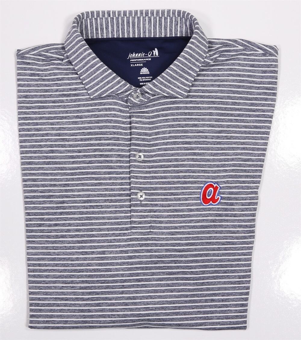 Johnnie-O x Atlanta Braves Gray Striped Performance Golf Polo Shirt XL